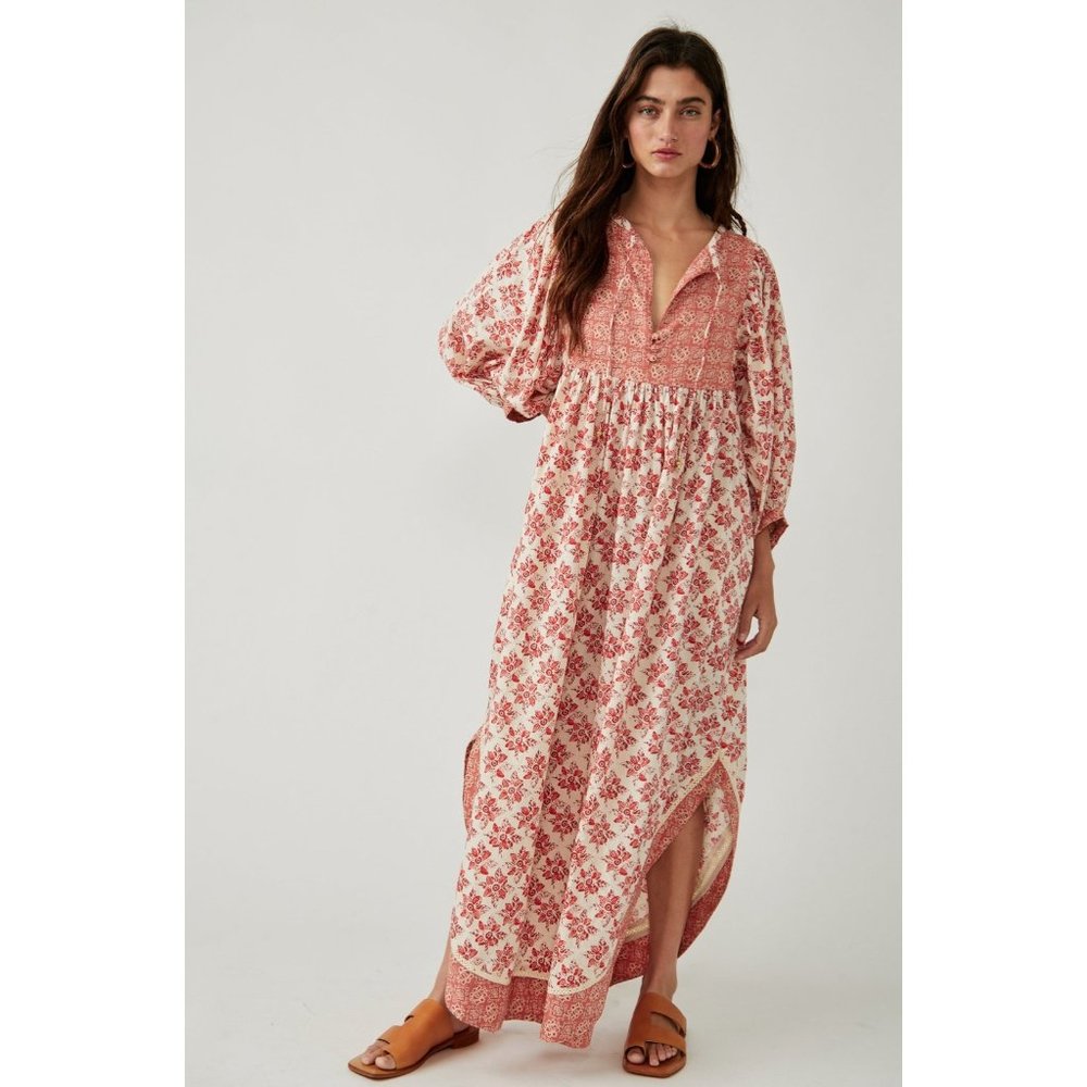 Free People Lounge Hazy Maisy Maxi Dress in Earth Combo Size XS
